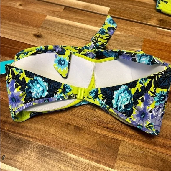 Sea Folly Bella Rose Saps Halter Bustier and Hipster Bikini Set US size 10 - Picture 8 of 9